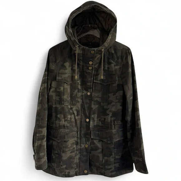 Lucky Brand Military Inspired Camo Chic Anorak Hooded Utility Jacket SZ L - Picture 3 of 9